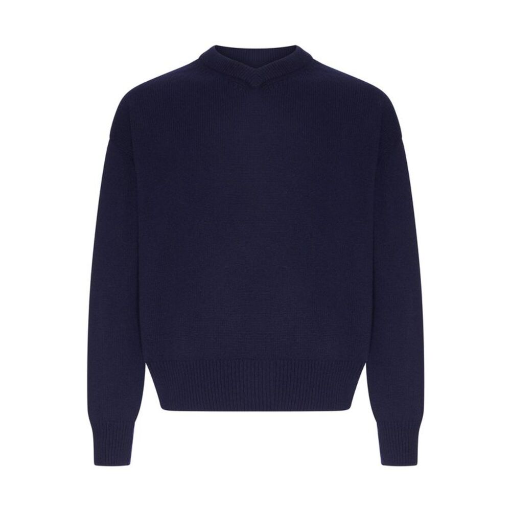 J.W.Anderson Men Navy Blue V-Neck Sweater
